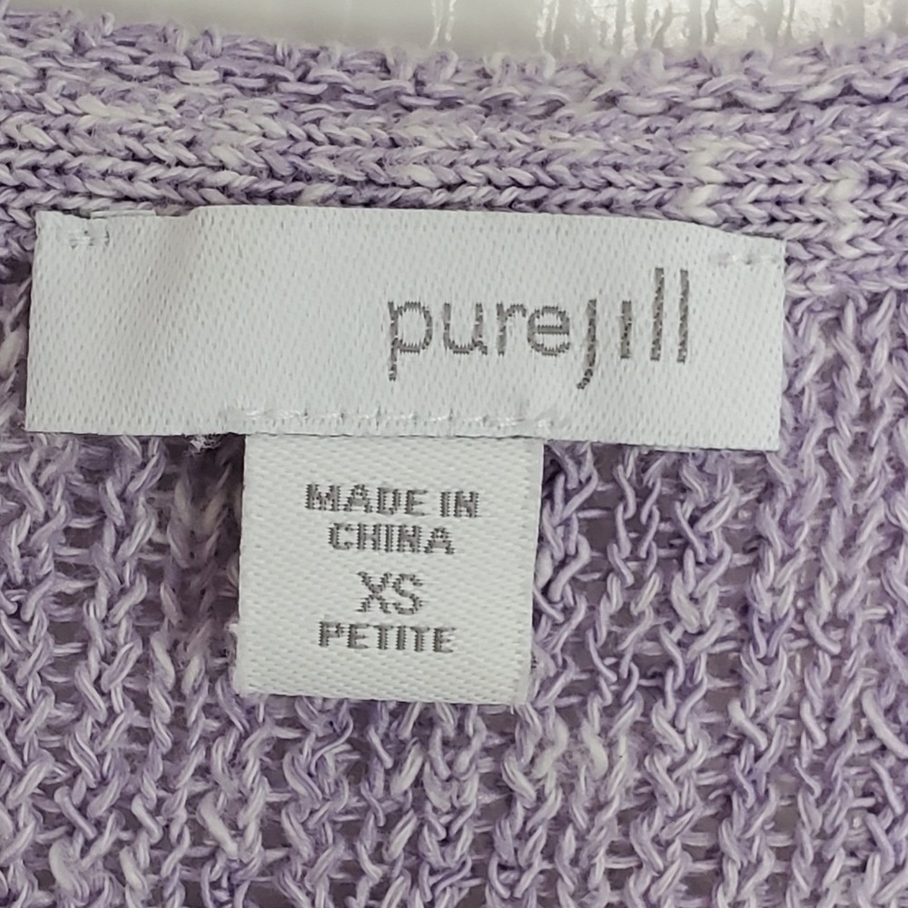 Pure Jill Sweater Purple Asymmetrical Hem Ribbed Knit Pullover Casual XS Petite - Picture 7 of 8